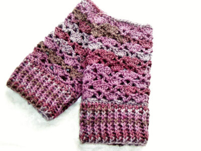 Womens Crochet Lace Fingerless Gloves - Multicolor Purple