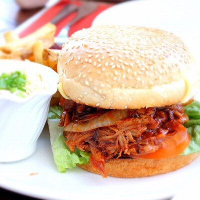 BBQ ribs meat in a burger