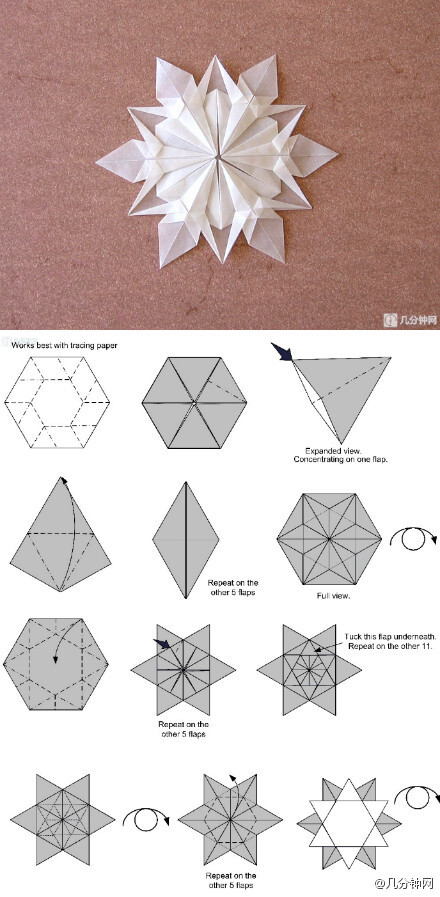 折纸雪花，图解+视频教程http://t.cn/zlFXdA3http://t.cn/zlFXdA1