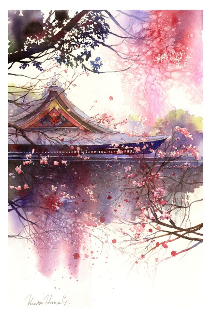 春崎干太，来自日本的水彩画家。。风景为主，妻子春崎阳子也是一位水彩画家。。