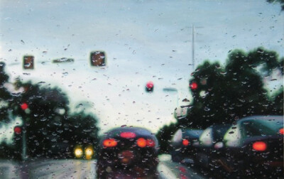 美国画雨的超写实画家gregory thielker、。雨中的交通