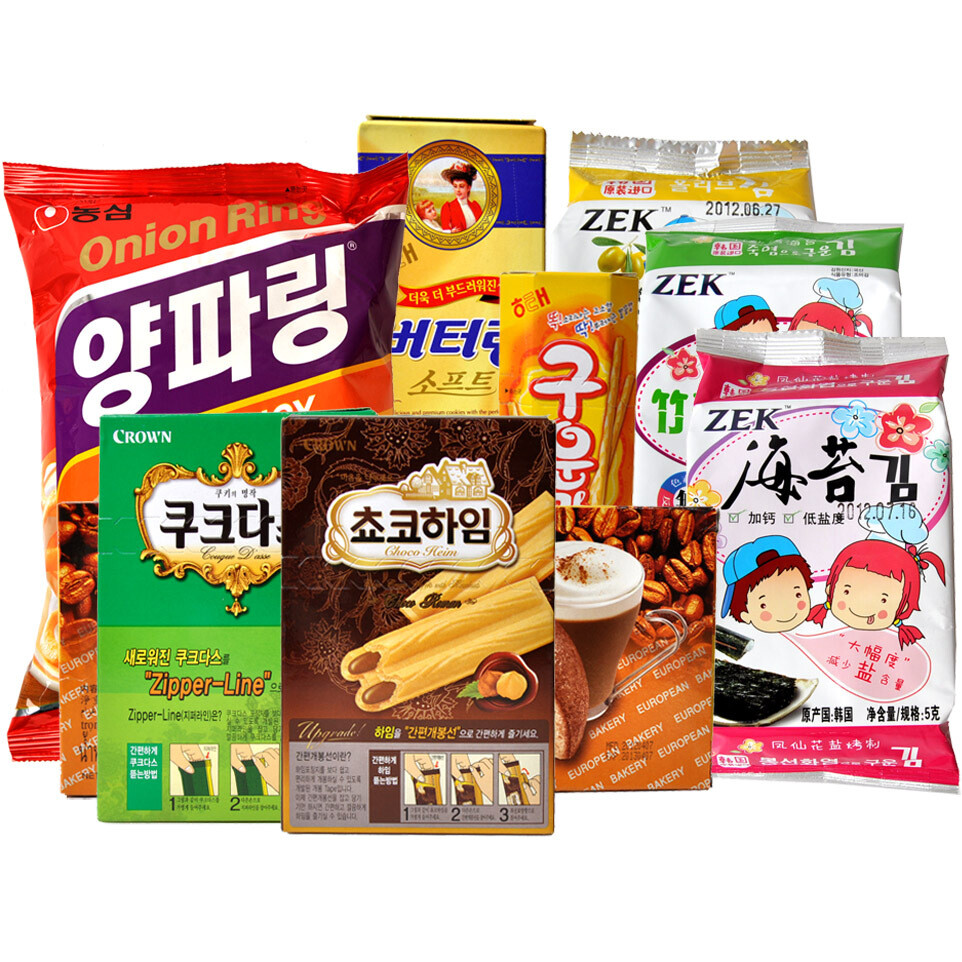 甄选韩国进口零食品咖啡蛋卷饼干蛋糕洋葱圈海苔大礼包