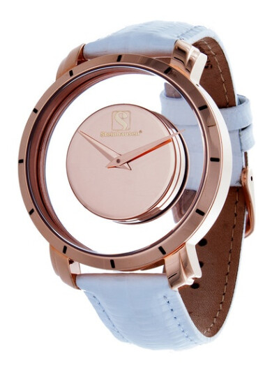 Steinhausen Men's Round Rose Gold & Light Blue Watch