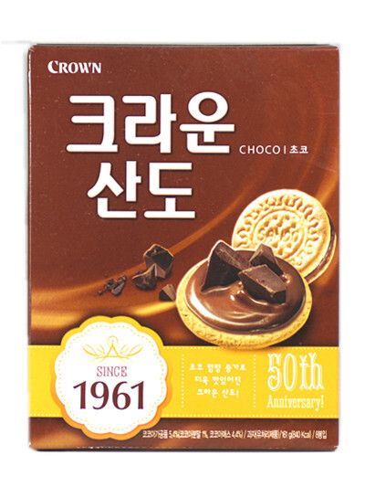 韩国原装进口食品CROWN夹心饼干可瑞安山都巧克力饼干g