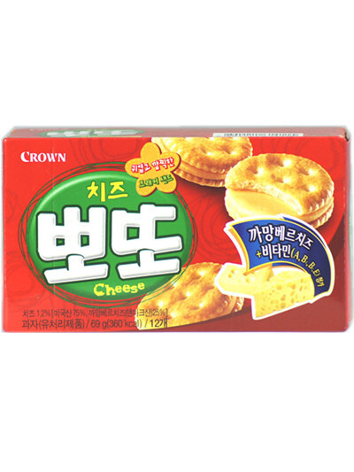 韩国原装进口食品CROWN可拉奥休闲零食可瑞安芝士夹心饼干g