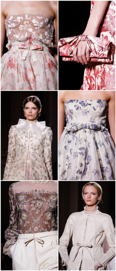 蝴蝶结是Valentino对这一季蕾丝主题的小小心意，简单细腻的装饰。Valentino Haute Couture SS 2012