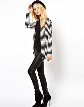 Image 4 of River Island Stripe Long Line Blazer