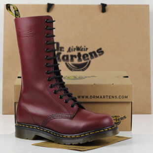 香港代购Dr.martens1914专柜正品樱桃红14孔硬皮马丁靴中长靴女靴