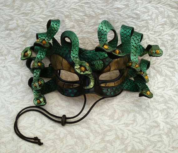 Medusa Mask... original leather medusa mask wearable art masquerade mask