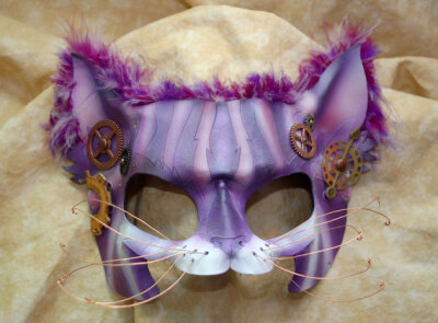 Steampunk Cheshire Cat Leather Alice in Wonderland Leather Cosplay Mask