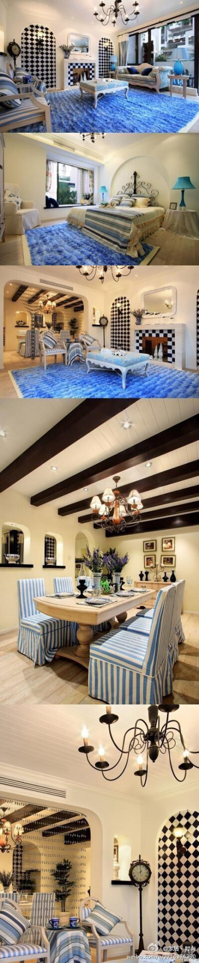 浪漫地中海之家！！好喜欢这个蓝色的地毯