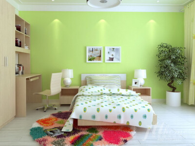 彩色的装饰画和缤纷的床品，突出儿童房活泼可爱的特点。