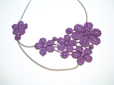 Lace Necklace, Women accessory, Purple Floral