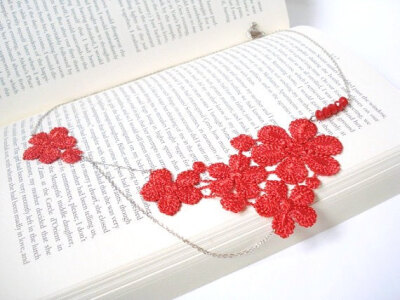 Lace Necklace, Women accessory, Red Floral