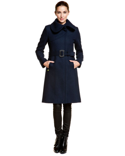 Navy Belted Walking Coat, $159.9