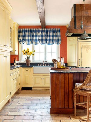 French Country Kitchen Palette: Mix sunny yellow, terra-cotta and country blue.