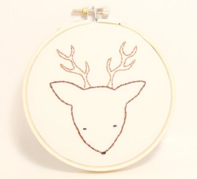 Deer Wall Art Hand Embroidered wall decor hoop home decoration Winter Reindeer woodland