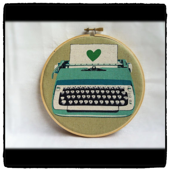 Retro Typewriter Fabric by Melody Miller