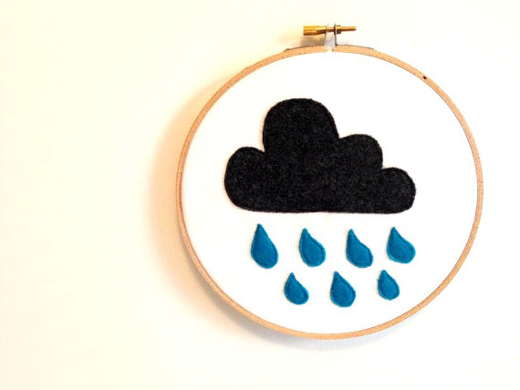 Rain Cloud Wall Art - 7 inch Embroidery Hoop