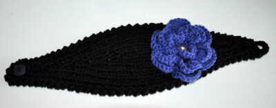 Black Crochet Headband CHOOSE COLOR Crystal Blue Flower Knitted Ear Warmer Hat head bands Hair Coverings Head Warmer Gift under 50