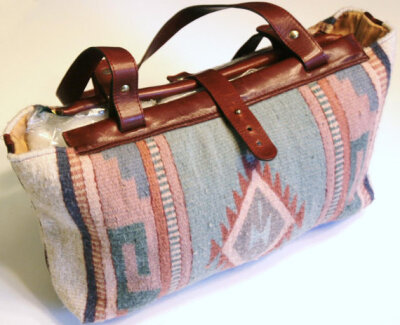 Vintage Native American, Indain Wool &amp; Leather Hand-Bag, Tote