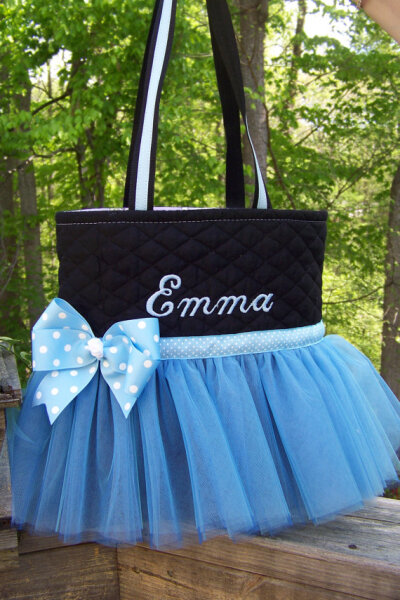 Personalized Blue Ballet Tutu Tote Bag