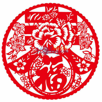 个性一百（gexing100）春到福到DBF2501春节剪纸定做窗花2013新年大中国蛇年福字艺术贴纸 红色 宽100cm