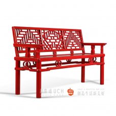 [非常道.复古家具]新中式 出口实木雕花沙发双人座椅[花窗排椅]