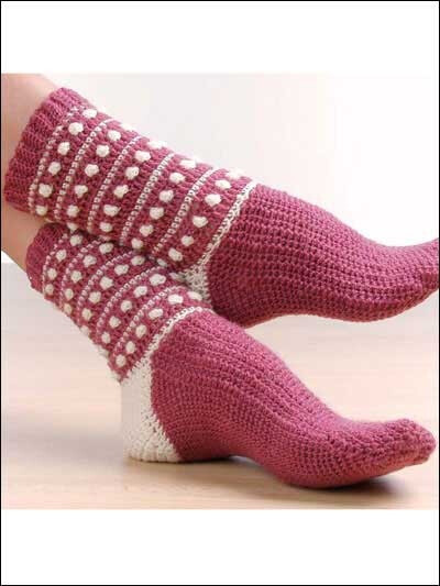 Crochet Polka Dot Popcorn Socks