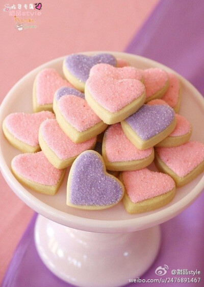 翻糖 饼干 爱心 唯美 甜美 粉 紫