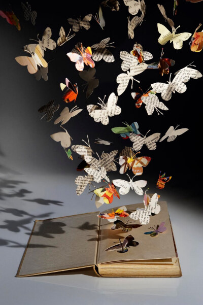 【nancyyeqian】英国女艺术家Su Blackwell用剪纸和折纸雕塑把一个个童年的幻想从书中带到了现实当中，非常唯美意境的效果。