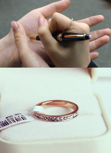 韩剧《想你》尹恩惠李秀妍同款金色满圈半圈小水钻戒指 指环