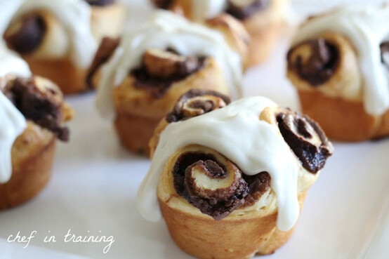 Nutella Rolls with Cream Cheese Icing