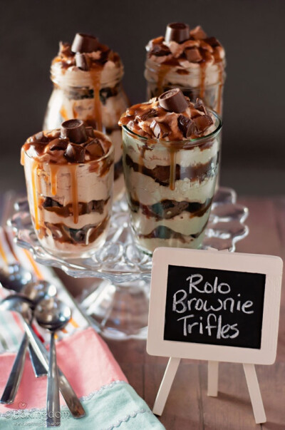 Rolo Brownie Trifles