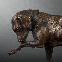 Chien en bronze par Victor Chemin