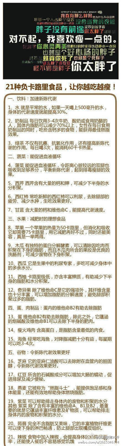 负卡路里食品】有些东西是越吃越瘦的，这就叫做负卡路里食品！21种负卡路里食品，让你越吃越瘦！