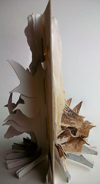  Take Flight - 2009 Handbound artists book, formed by cutting and tearing and worked onto with watercolour.