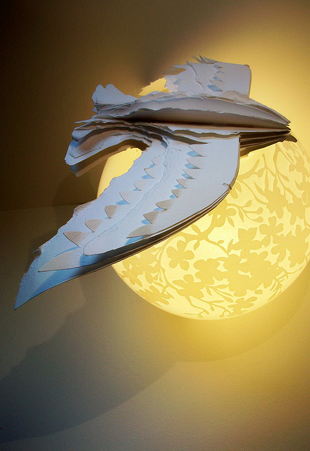 Housemartin - 2010 Length - 17cm, Wingspan - 30cm Handbound book, cut and torn to form a bird