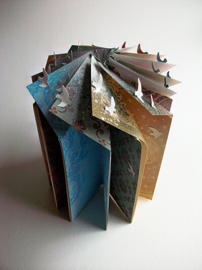 To Follow - 2010 Height - 17cm, Diameter - 14cm Handbound book, sculpted with collage and enamel paint