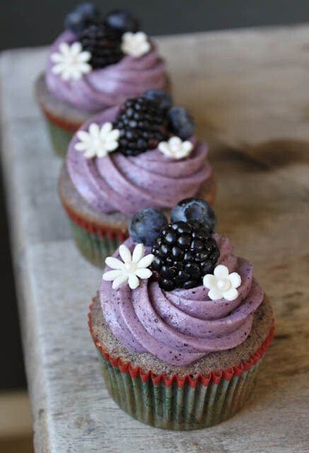 Blackberry Cupcake with Blueberry Cream Cheese Frosting