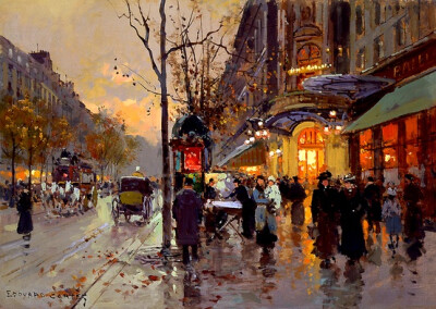 Theatre du Vaudeville by Edouard Cortes (at WikiPaintings Visual Art Encyclopedia)