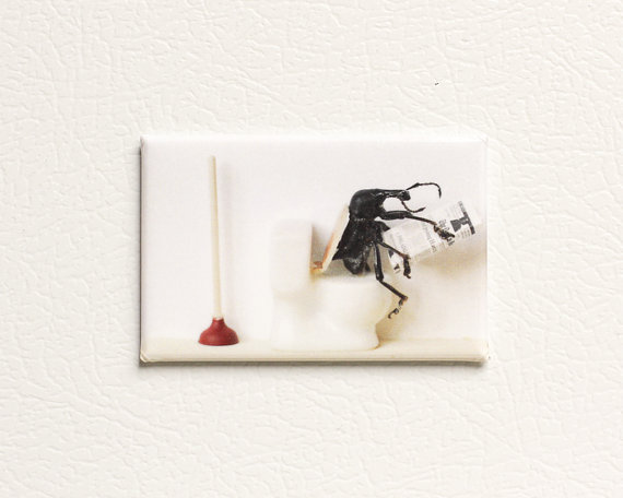 Fridge Magnet Beetle on Toilet Insect Stocking Stuffer