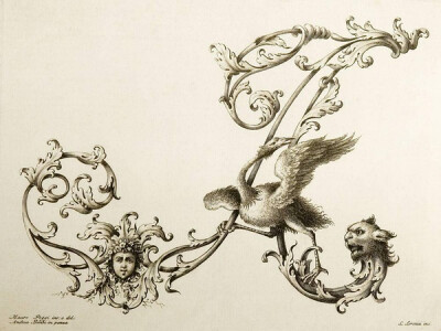 16th &amp; 17th century stylised alphabets from about seven European artist/engravers