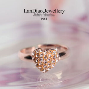 日韩 中指环小首饰品 镶钻戒子 水晶戒指 爱心 开口调节大小