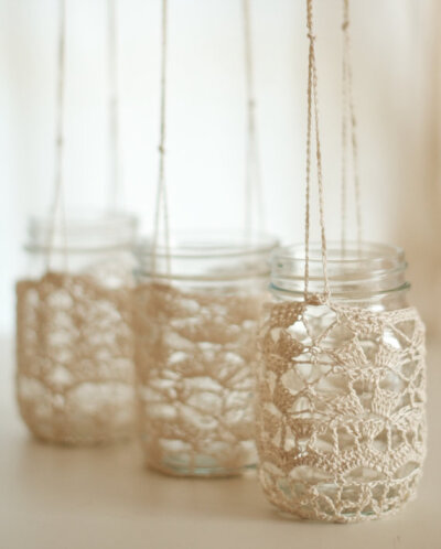 Crochet Lace Mason Jar Hangers