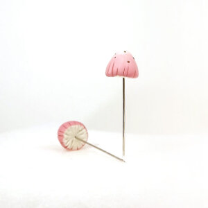 Pink Mushrooms Miniatures Set of (2) Corsage Sewing Pins, Terrarium Decor Made To Order