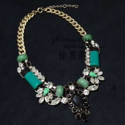 J.Crew Blue Crystalencrusted Collar Necklace风靡淘宝的j.crew绿石项链，正品，还有四条。