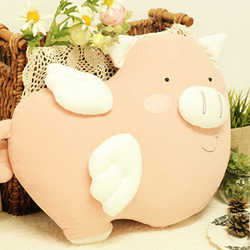 猪猪动物手抱枕DIY粉色抱枕猪毛绒/布艺天使猪猪抱枕材料包