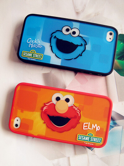 cookie monster 芝麻街iphone 4/4S 手机壳 情侣壳