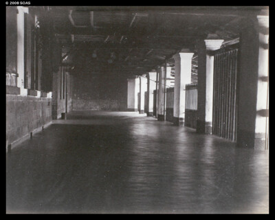 Hong veranda under floodwater, Foochow 1890